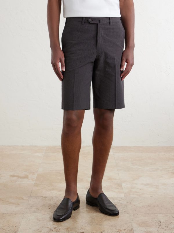 Straight-Leg Cotton-Seersucker Shorts - FR Straight-Leg Cotton-Seersucker Shorts - FR