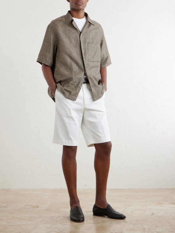Straight-Leg Cotton-Blend Twill Shorts - OU Straight-Leg Cotton-Blend Twill Shorts - OU