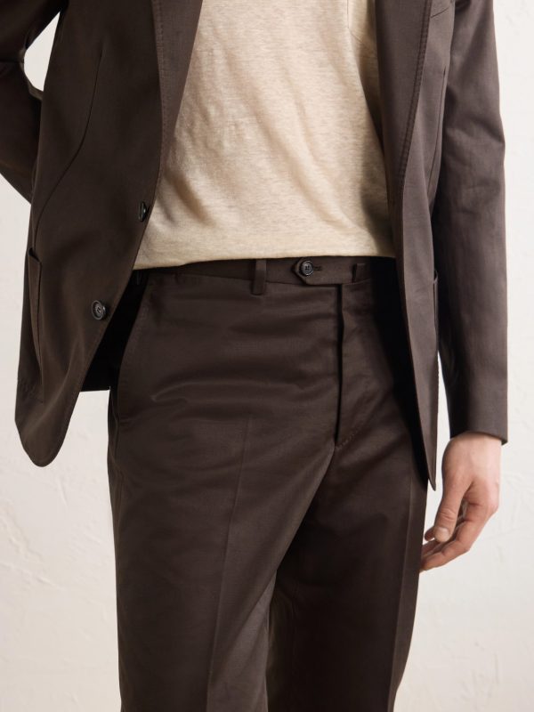Tapered Cotton-Twill Suit Trousers - E1