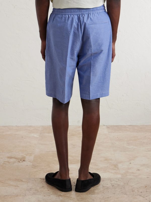 Straight-Leg Striped Cotton-Seersucker Drawstring Shorts - BK Straight-Leg Striped Cotton-Seersucker Drawstring Shorts - BK