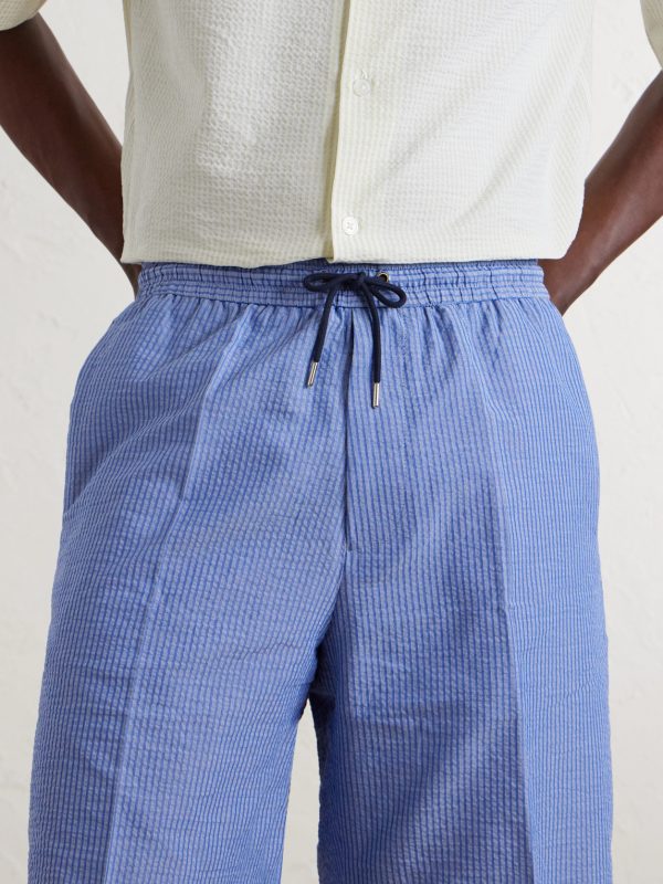 Straight-Leg Striped Cotton-Seersucker Drawstring Shorts - CU Straight-Leg Striped Cotton-Seersucker Drawstring Shorts - CU