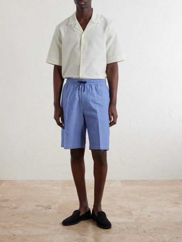 Straight-Leg Striped Cotton-Seersucker Drawstring Shorts - OU Straight-Leg Striped Cotton-Seersucker Drawstring Shorts - OU