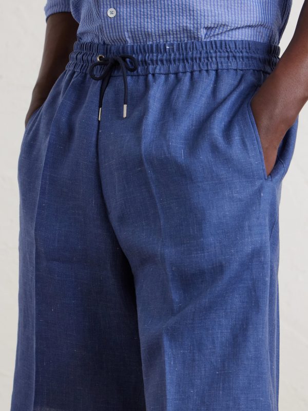 Pleated Linen Drawstring Shorts - CU