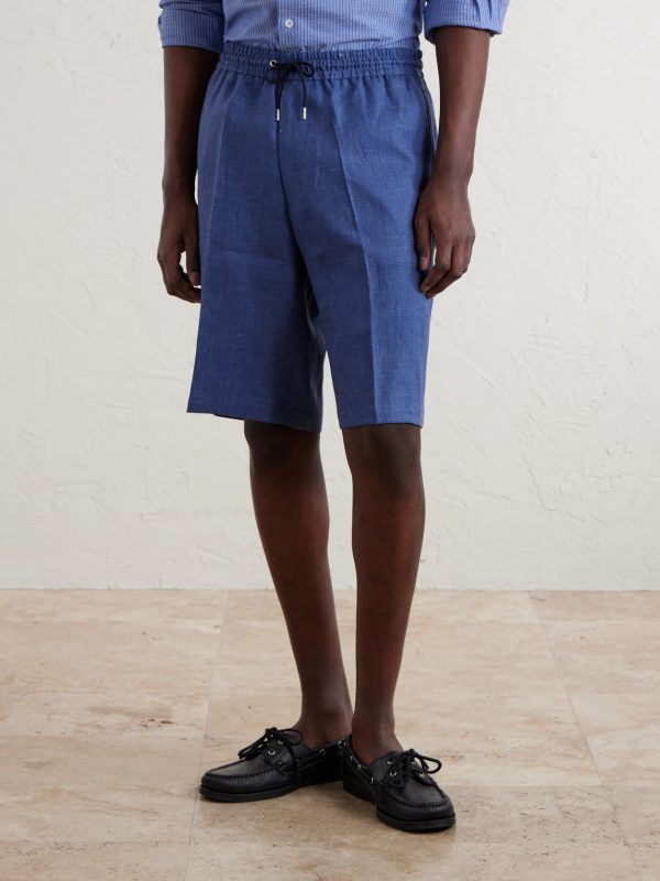Pleated Linen Drawstring Shorts - FR