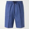 Pleated Linen Drawstring Shorts