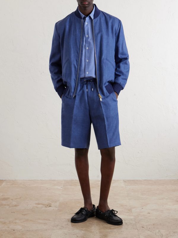 Pleated Linen Drawstring Shorts - OU