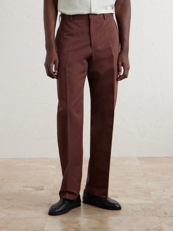 Straight-Leg Cotton and Linen-Blend Twill Trousers - FR Straight-Leg Cotton and Linen-Blend Twill Trousers - FR