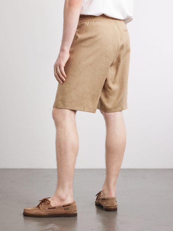 Pleated Linen Drawstring Shorts - BK Pleated Linen Drawstring Shorts - BK