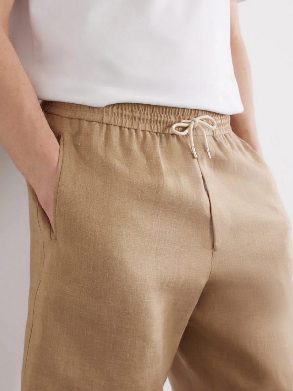 Pleated Linen Drawstring Shorts - CU Pleated Linen Drawstring Shorts - CU
