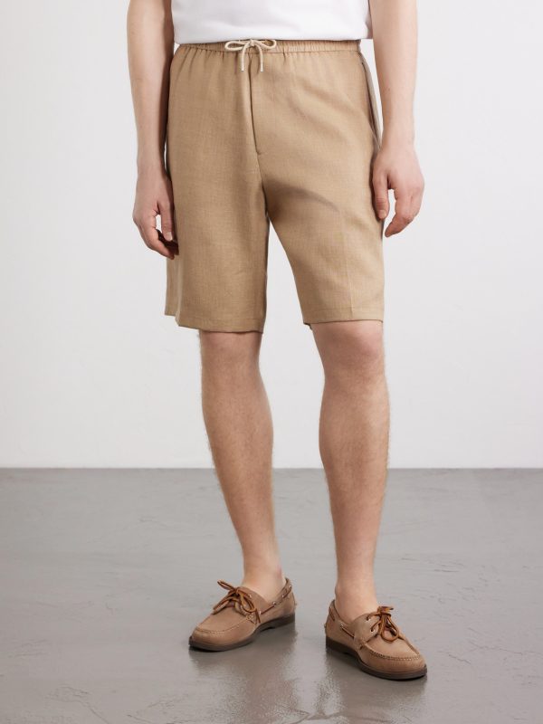 Pleated Linen Drawstring Shorts - FR Pleated Linen Drawstring Shorts - FR