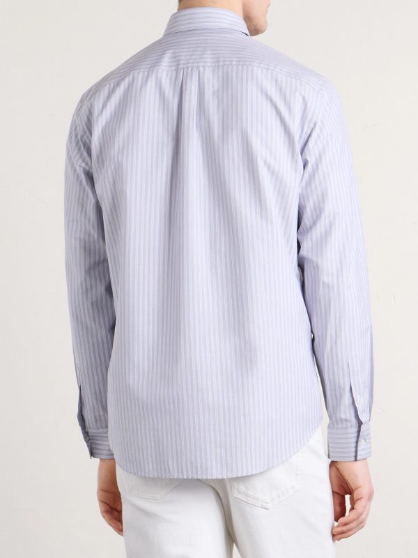 Button-Down Collar Striped Cotton-Poplin Shirt - BK Button-Down Collar Striped Cotton-Poplin Shirt - BK