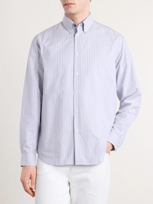Button-Down Collar Striped Cotton-Poplin Shirt - FR Button-Down Collar Striped Cotton-Poplin Shirt - FR