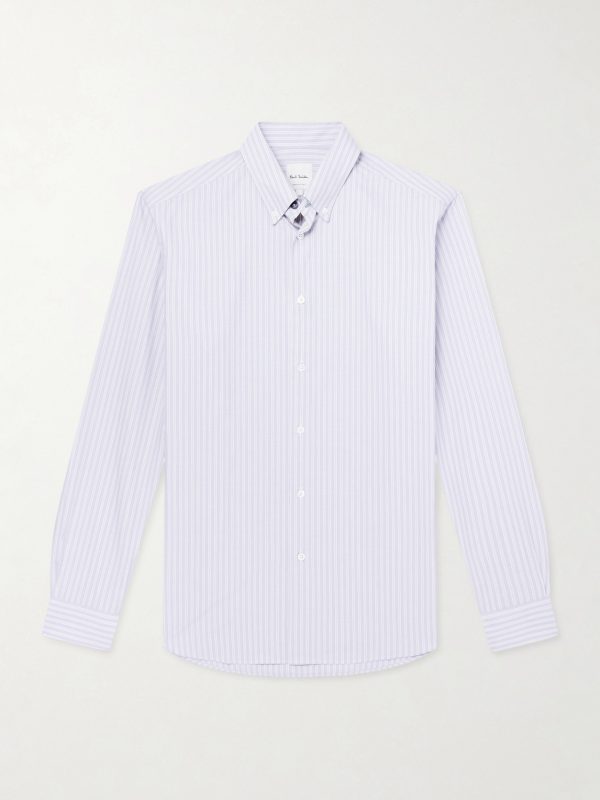 Button-Down Collar Striped Cotton-Poplin Shirt Button-Down Collar Striped Cotton-Poplin Shirt