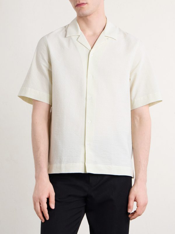 Camp-Collar Striped Cotton-Seersucker Shirt - FR
