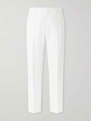 Straight-Leg Cotton and Linen-Blend Twill Trousers Straight-Leg Cotton and Linen-Blend Twill Trousers