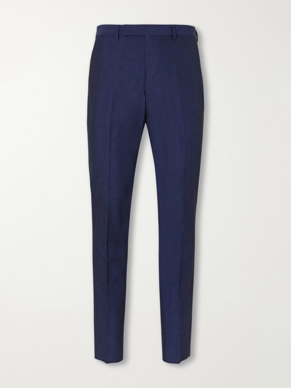 Slim-Fit Tapered Cotton and Linen-Blend Suit Trousers Slim-Fit Tapered Cotton and Linen-Blend Suit Trousers