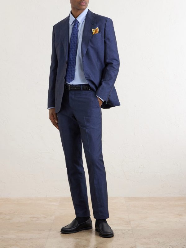 Slim-Fit Tapered Cotton and Linen-Blend Suit Trousers - OU Slim-Fit Tapered Cotton and Linen-Blend Suit Trousers - OU