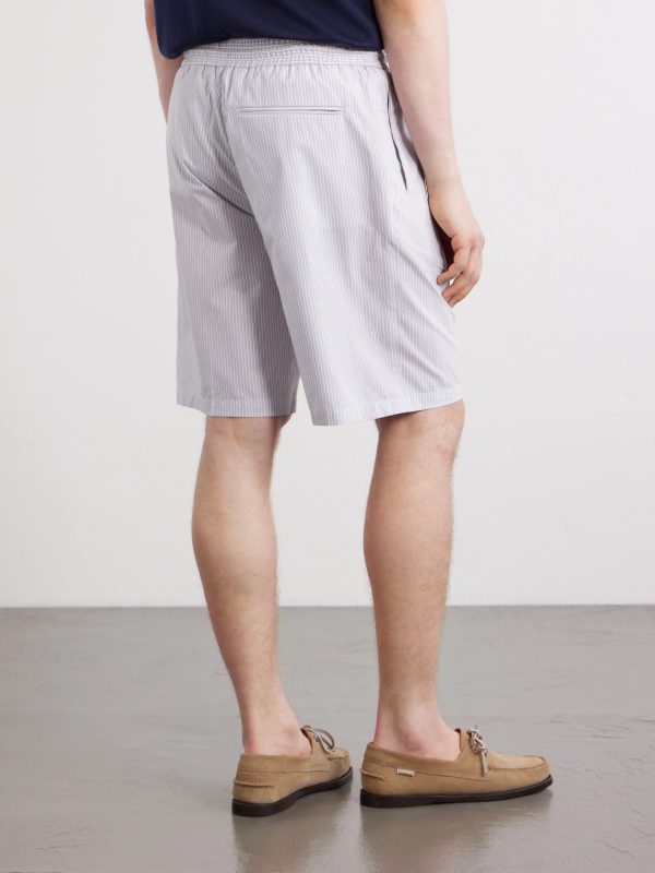 Straight-Leg Striped Cotton Drawstring Shorts - BK