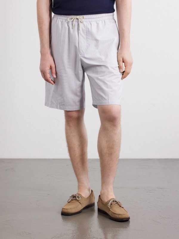 Straight-Leg Striped Cotton Drawstring Shorts - FR