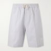 Straight-Leg Striped Cotton Drawstring Shorts