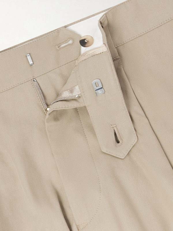 Straight-Leg Pleated Organic Cotton-Twill Trousers - E1 Straight-Leg Pleated Organic Cotton-Twill Trousers - E1