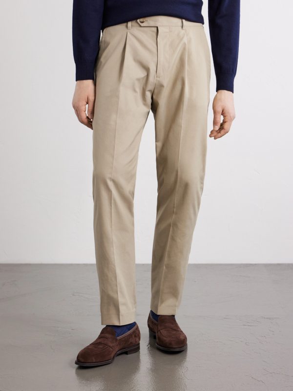 Straight-Leg Pleated Organic Cotton-Twill Trousers - FR Straight-Leg Pleated Organic Cotton-Twill Trousers - FR