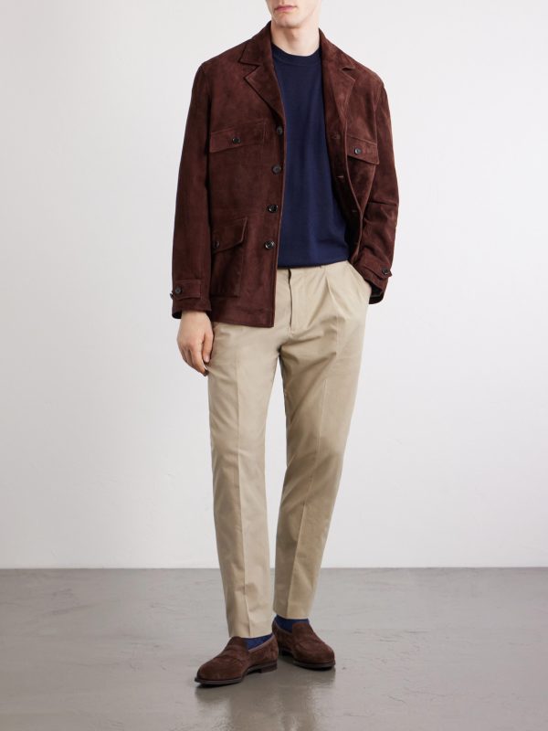 Straight-Leg Pleated Organic Cotton-Twill Trousers - OU Straight-Leg Pleated Organic Cotton-Twill Trousers - OU