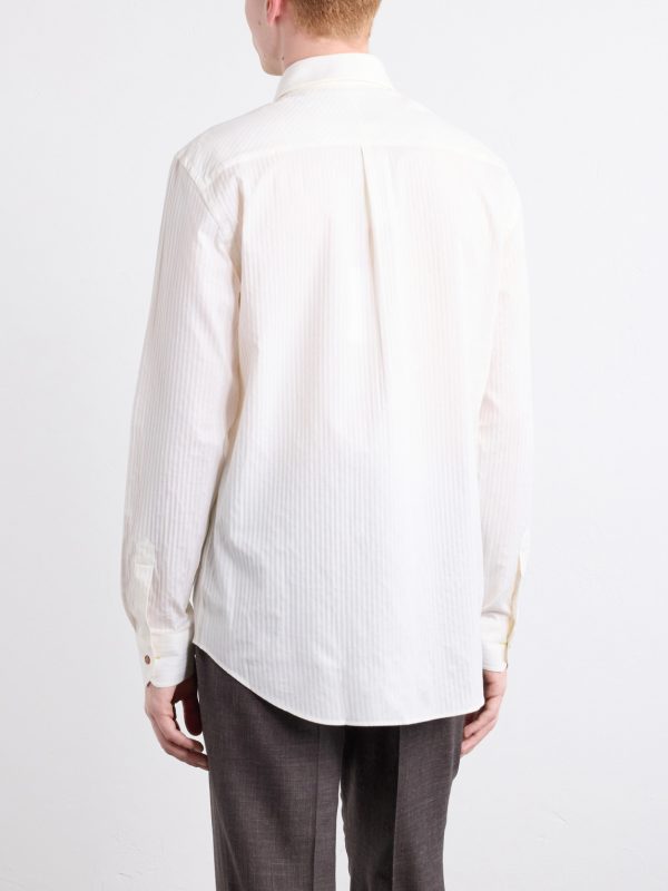 Striped Cotton and Silk-Blend Shirt - BK Striped Cotton and Silk-Blend Shirt - BK