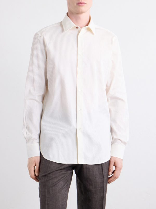 Striped Cotton and Silk-Blend Shirt - CU Striped Cotton and Silk-Blend Shirt - CU