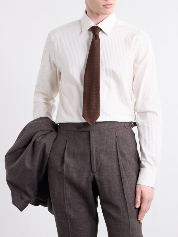 Striped Cotton and Silk-Blend Shirt - FR Striped Cotton and Silk-Blend Shirt - FR