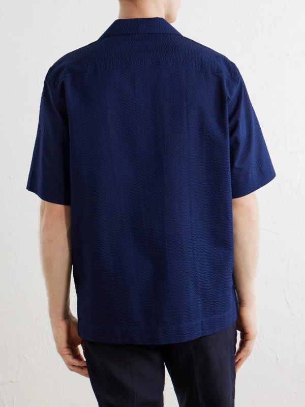 Camp-Collar Cotton-Seersucker Shirt - BK Camp-Collar Cotton-Seersucker Shirt - BK