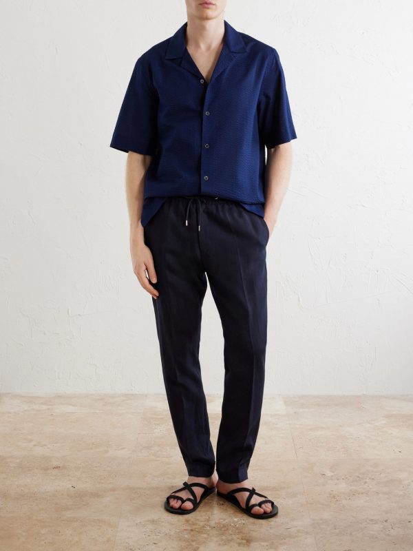 Camp-Collar Cotton-Seersucker Shirt - OU Camp-Collar Cotton-Seersucker Shirt - OU