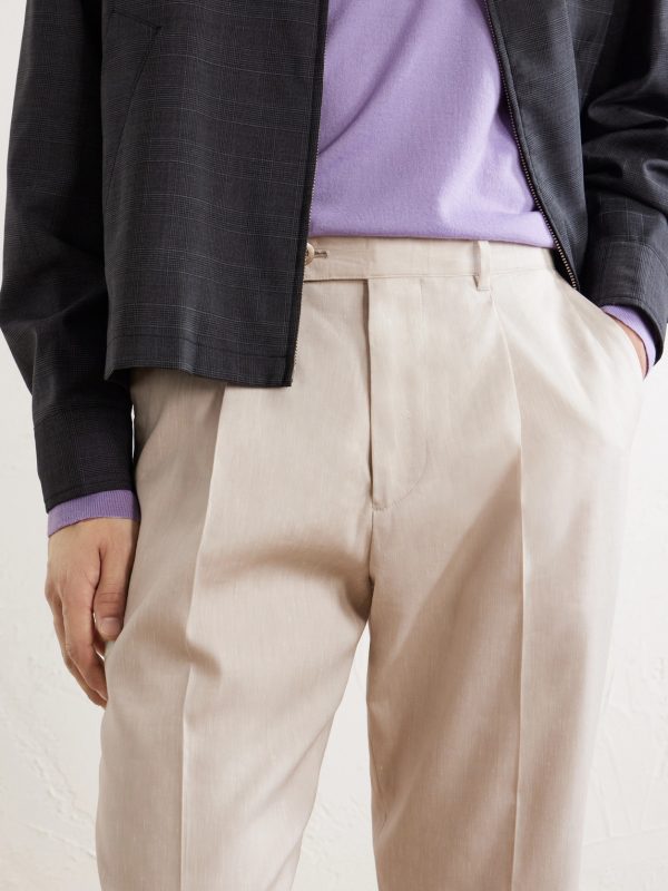 Straight-Leg Linen and Wool-Blend Trousers - CU