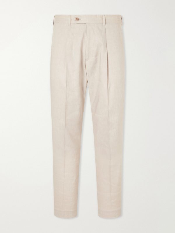 Straight-Leg Linen and Wool-Blend Trousers