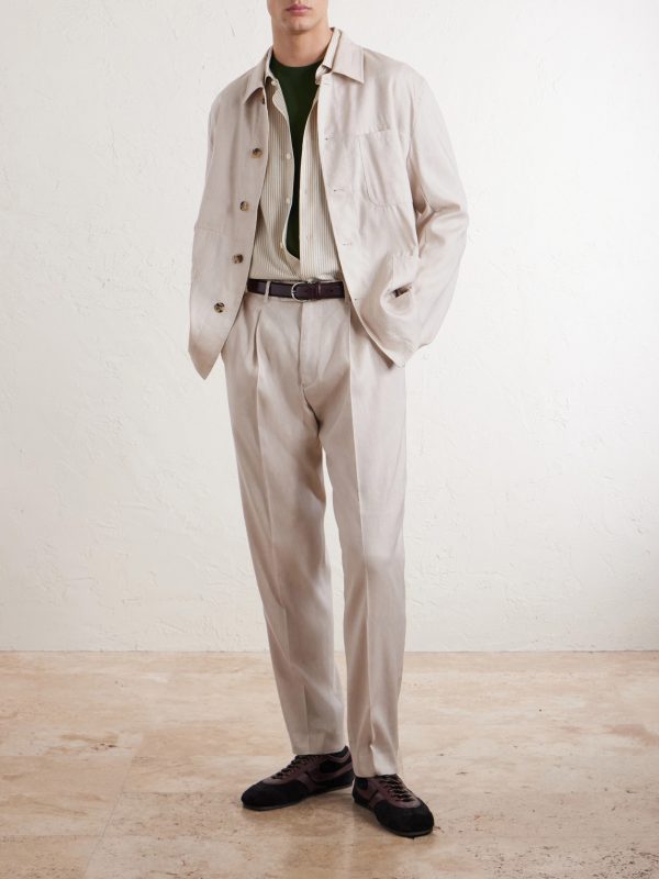 Straight-Leg Linen and Wool-Blend Trousers - OU2