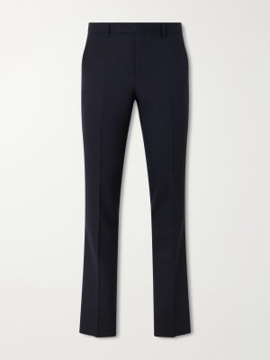 Straight-Leg Pleated Wool Suit Trousers