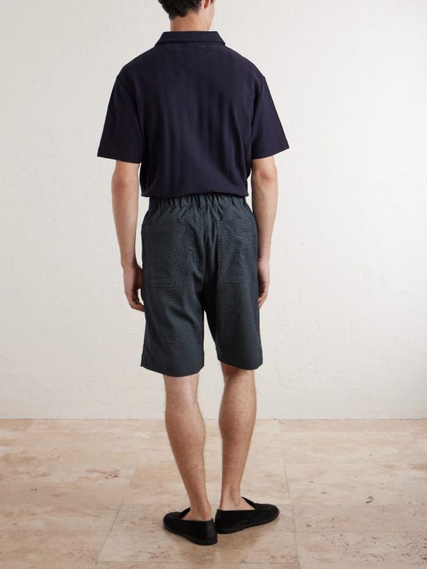 Checked Wool-Blend Seersucker Shorts - BK