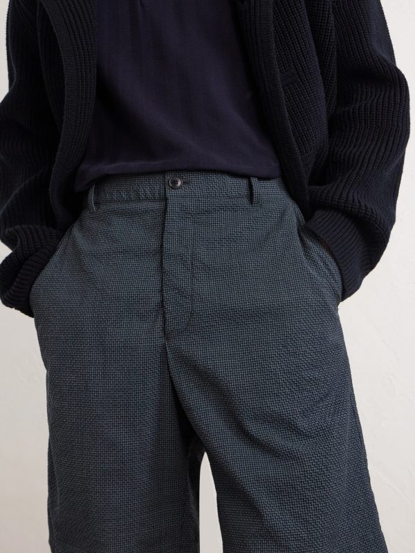 Checked Wool-Blend Seersucker Shorts - CU