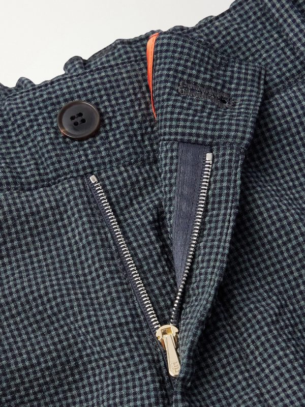 Checked Wool-Blend Seersucker Shorts - E1