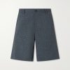 Checked Wool-Blend Seersucker Shorts