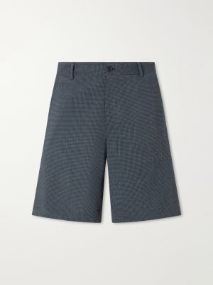 Checked Wool-Blend Seersucker Shorts