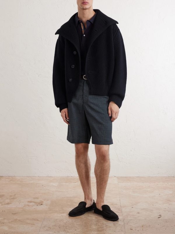 Checked Wool-Blend Seersucker Shorts - OU