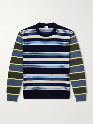 Striped Wool and Cotton-Blend Sweater Striped Wool and Cotton-Blend Sweater