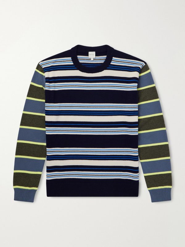 Striped Wool and Cotton-Blend Sweater Striped Wool and Cotton-Blend Sweater