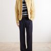 Striped Wool and Cotton-Blend Sweater - OU Striped Wool and Cotton-Blend Sweater - OU