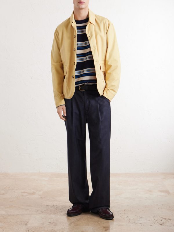 Striped Wool and Cotton-Blend Sweater - OU Striped Wool and Cotton-Blend Sweater - OU