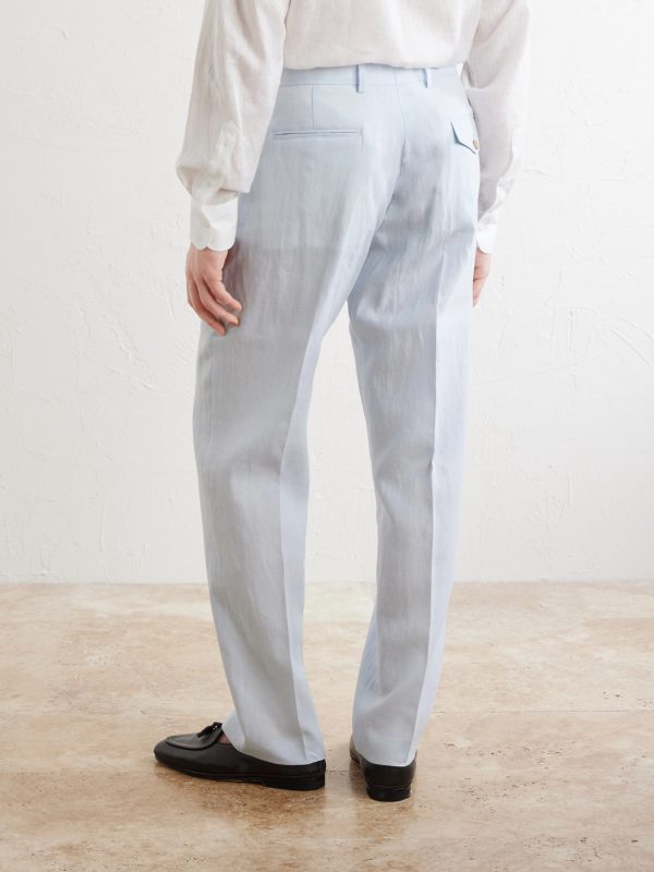 Straight-Leg Linen Suit Trousers - BK Straight-Leg Linen Suit Trousers - BK