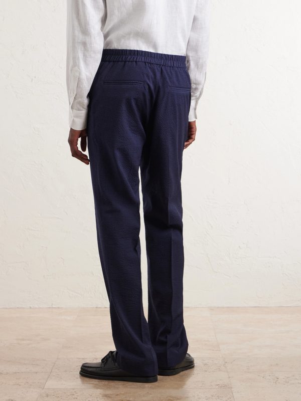 Straight-Leg Wool-Blend Seersucker Suit Trousers - BK Straight-Leg Wool-Blend Seersucker Suit Trousers - BK