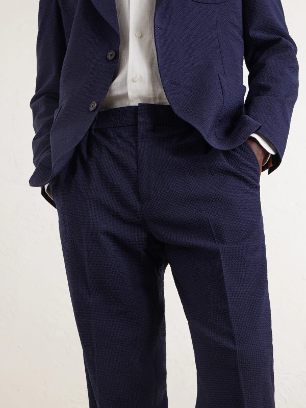 Straight-Leg Wool-Blend Seersucker Suit Trousers - E2 Straight-Leg Wool-Blend Seersucker Suit Trousers - E2