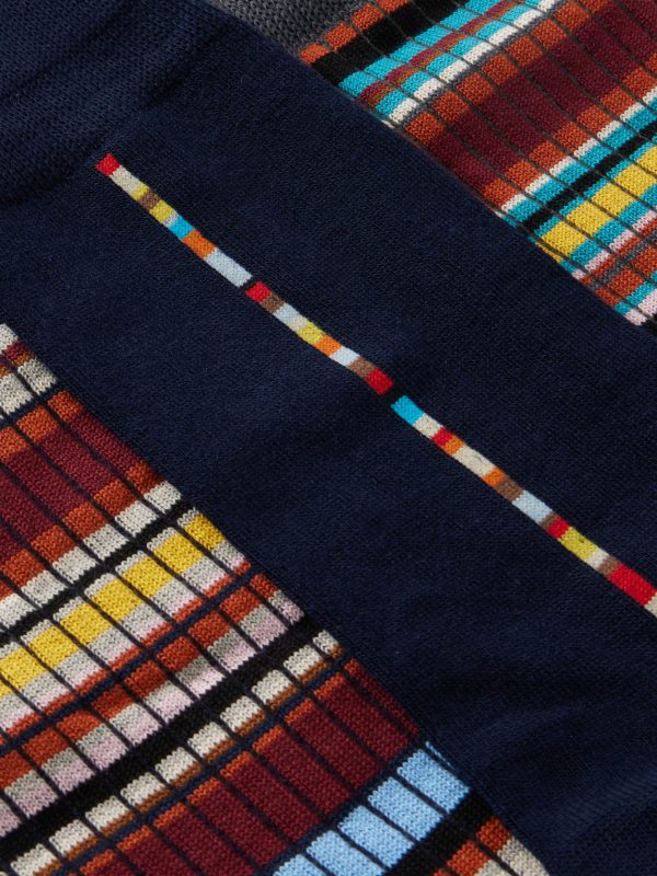 Pack of Three Striped Cotton-Blend Socks - CU